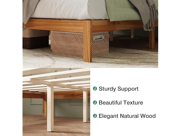 Novilla 12 Inch Wooden Queen Bed Frame