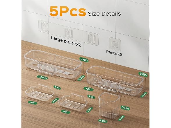 HAMITOR 5 Piece Adhesive Shower Caddy