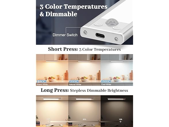 VerRon 12in Under Cabinet Lights w Charging Station