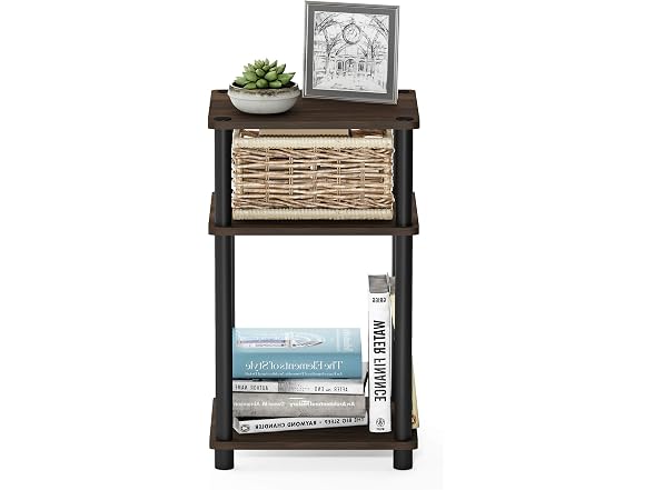 Furinno JUST Side Table 3-Tier Walnut