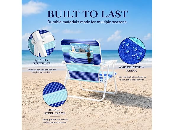 Caribbean Joe Folding Beach Chair, Horizon Stripe