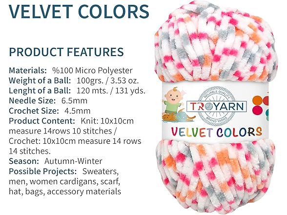 Troyarn Velvet Colors (3- Skeins Pack)