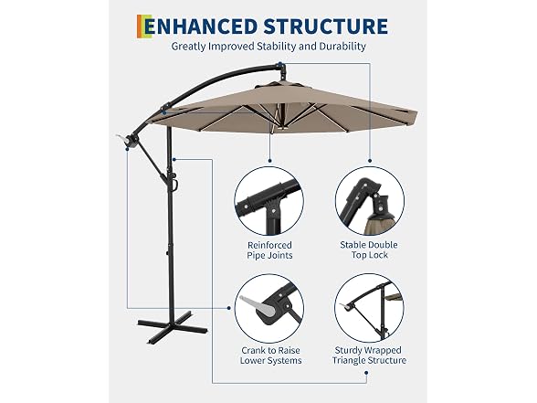 Cantilever Umbrella with Cross Base, 10 ft