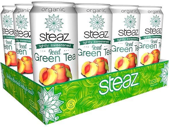 12Pk Steaz Organic Iced Green Tea, Peach