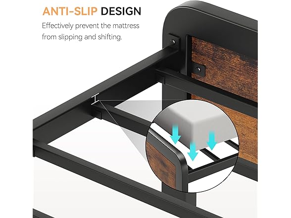 IDEALHOUSE Twin Bed Frame w/Wood Headboard