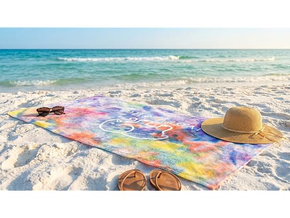 Ivory Ella, Beach Towel, Rainbow Cloud Tie Dye
