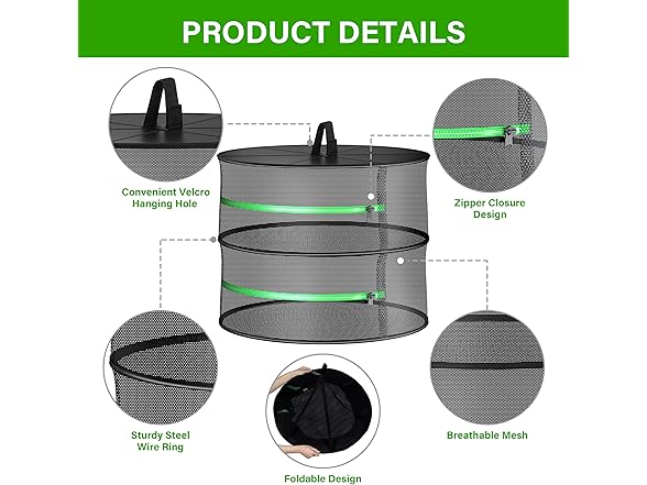 YSSOA Herb Drying Rack Hanging 2 Layer 24''