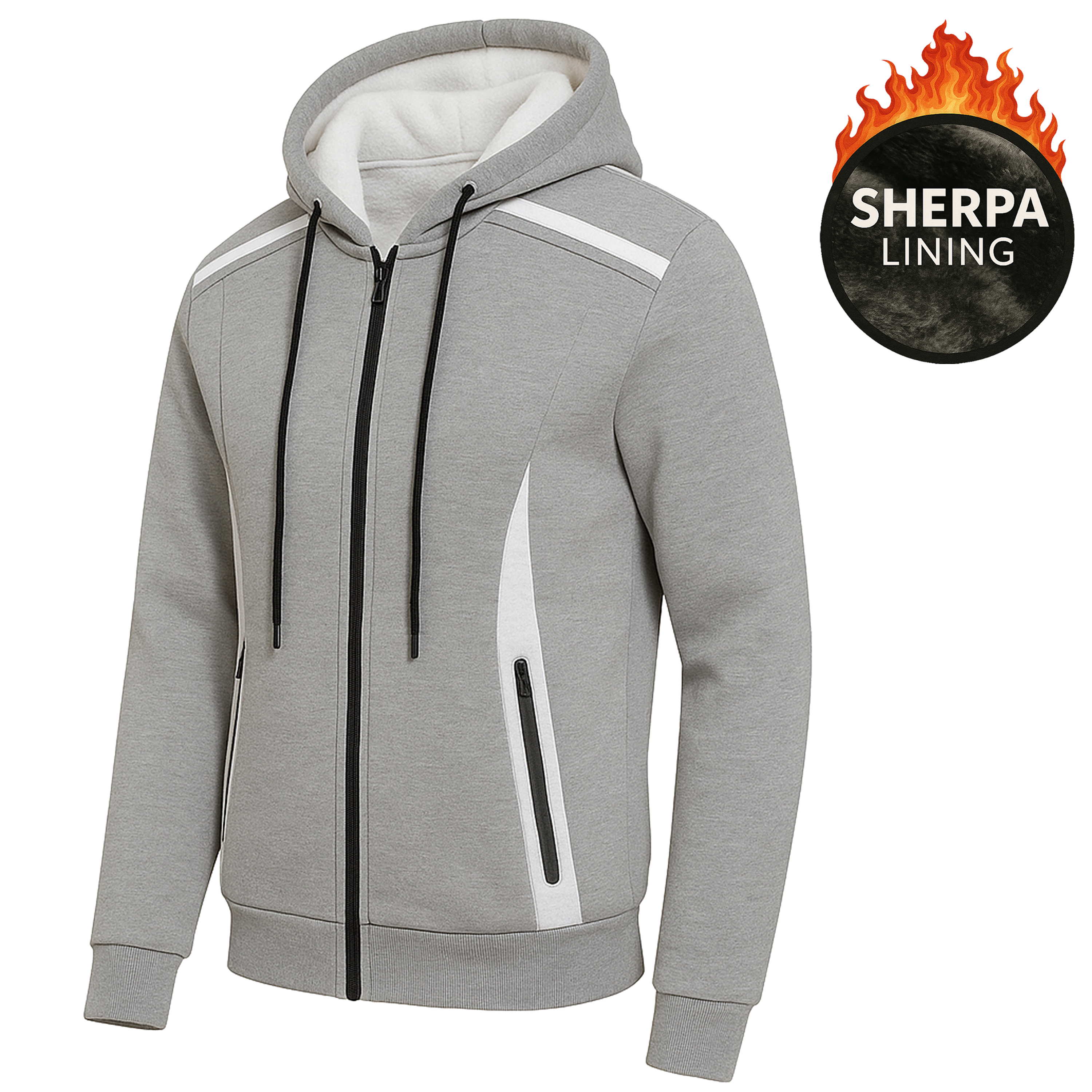 Men's Sherpa Reflective Tech Zip Hoodies - Gallery 25