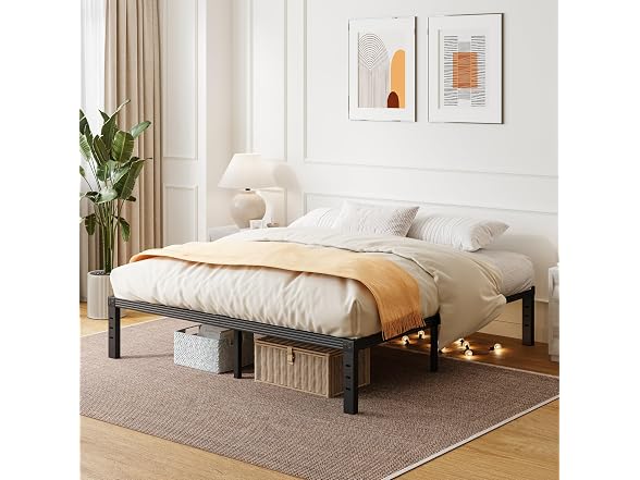 ZIYOO King Bed Frame, Heavy Duty Steel Slat, 14" Platform