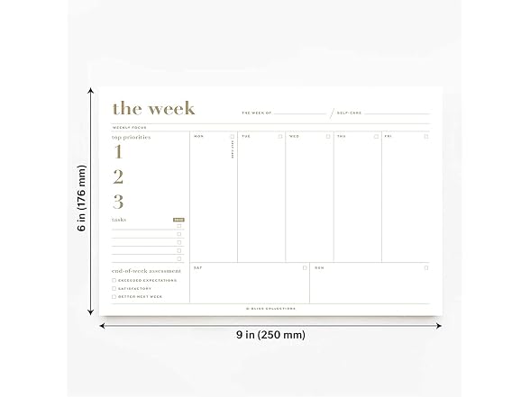 Bliss Collections Weekly Planning Pad, Organizer,