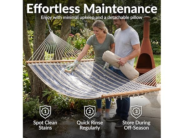 Sunnydaze Quilted Double Hammock for Outside with Pillow