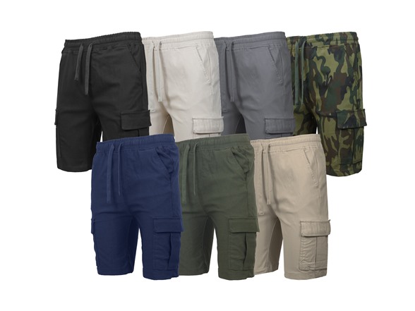 Mens Super Stretch Pull-On Cargo Shorts
