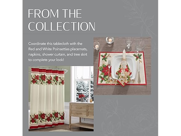 Elrene Poinsettia 70" Round Tablecloth