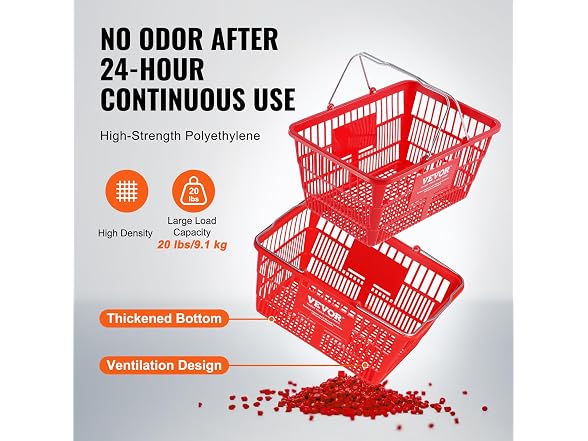 VEVOR Shopping Basket, Set of 12, 21L
