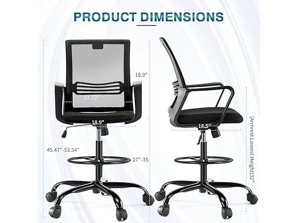 AFO Tall Drafting Chair w/Foot Ring