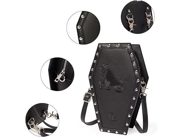 Taurus Embroidered Gothic Coffin Bag