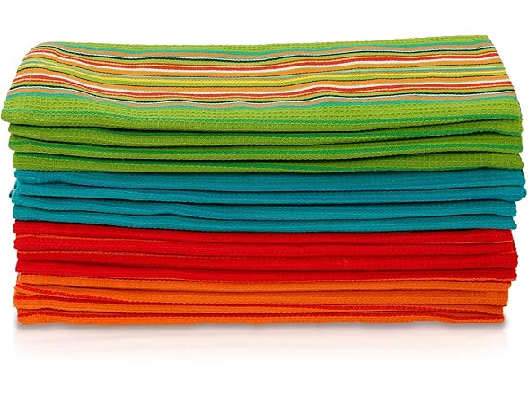 Simpli-Magic Kitchen Dish Towels, Salsa Stripe, 8 Pack