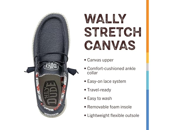 Hey Dude Wally Stretch Canvas Men's Shoes (41)