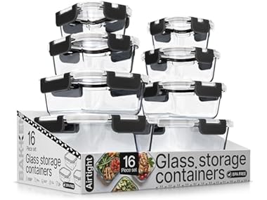 $24.99, Was $34.99, 28% Off! Borosilicate Glass Food Storage Containers 16 Pieces dealfomo