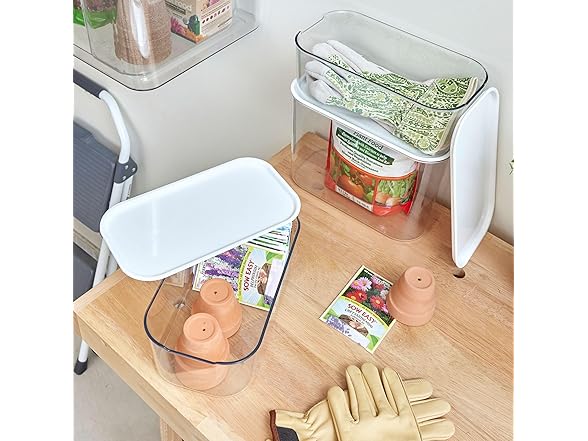 iDesign Storage Bins w/Lid Clear 2pc