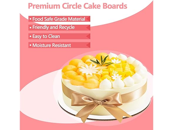 WAWINY 50PCS Cake Board Circle 10 Inch