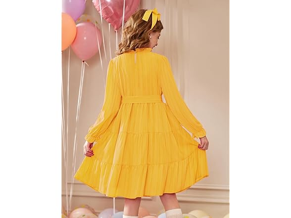 Arshine 11-12 Yrs Girls YellowLong Sleeve Dress Tween Fall
