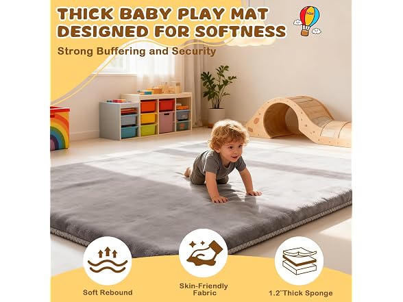 Yozoia Grey Baby Play Mat 71" x 59"