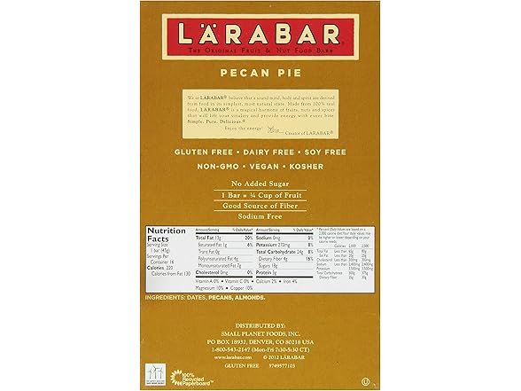 16CT Larabar Pecan Pie, Gluten Free Vegan Fruit & Nut Bar