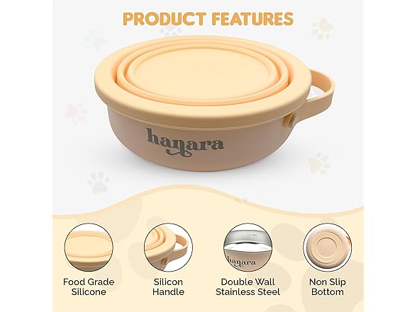 HANARA 2-in-1 Insulated Dog Bowl