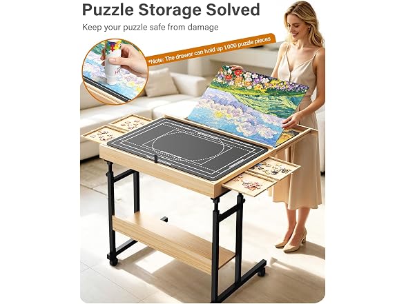 Wooden Puzzle table with Drawers