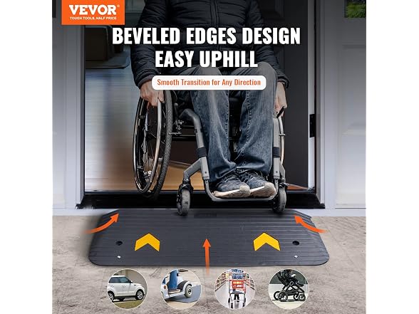 VEVOR 1.5" Rise Rubber Threshold Ramp