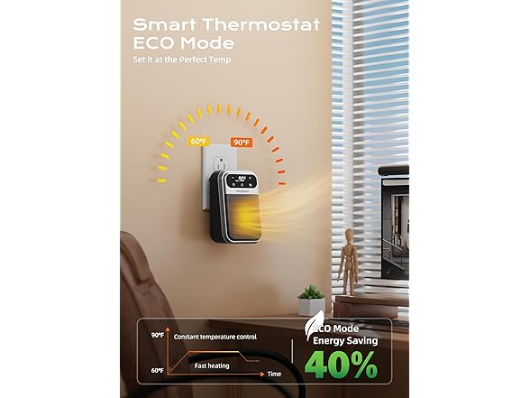 Brightown Minetom Portable Plug In Space Heater, 800W