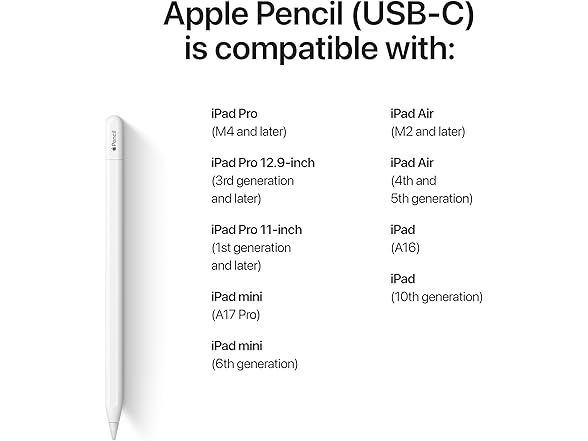 Apple Pencil (USB-C): Device Compatibility Check Required - Pixel-Perfect Precision, Tilt Sensitivity, Perfect for Note-Taking, Drawing, and Signing Documents. Charges and Pairs with USB-C (Open Box)