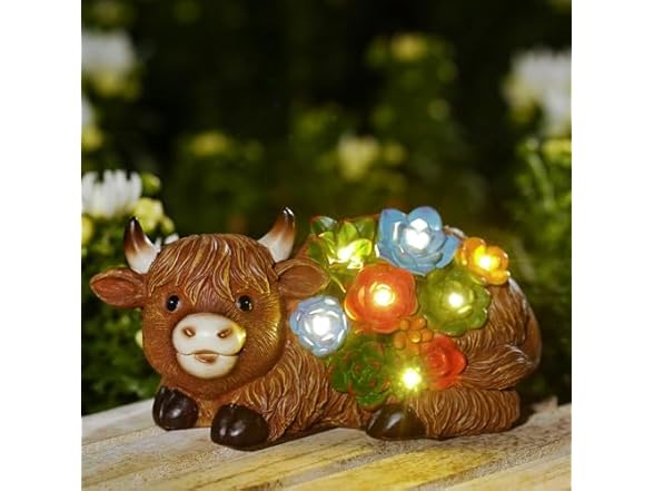 Highland Cow Solar LED Garden Statue 2pk