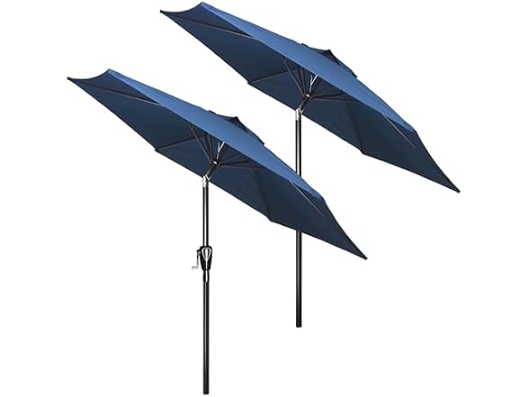 HealSmart 7.5ft Patio Umbrella with Push Button Tilt/Crank Blue