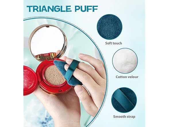 8 Pieces Triangle Powder Puff Peacock Blue