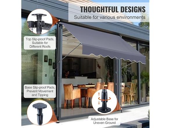 Manual Retractable Awning, 78" Outdoor