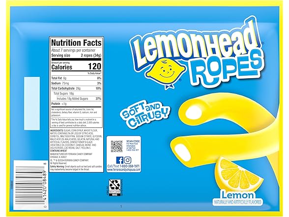Lemonhead Ropes, Candy, Lemon, Tart and Citrusy