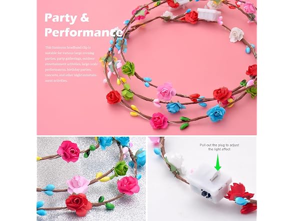 QSJQllo 50 Pcs LED Flower Crowns