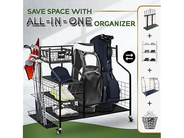 Yes4All Golf Storage Garage Organizer
