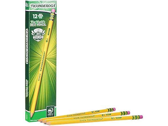 Dixon TICONDEROGA Woodcase Pencils with Erasers