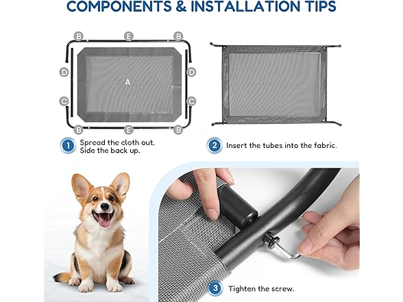 FluffyDream Cooling Elevated Dog Cot Bed