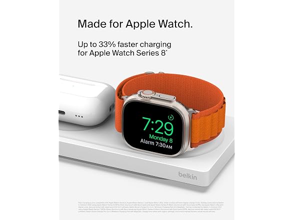 Belkin BoostCharge Pro 15W 3-In-1 Wireless MagSafe Charging Pad - White (Open Box)