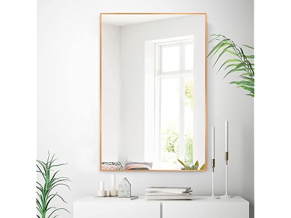 NeuType Wall-Mounted Mirror,Gold 36"x24"