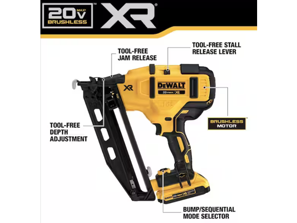 DEWALT DCN660D1 20V MAX XR 16G Angled Nailer Kit
