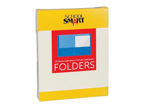 School Smart XL Folders with Pockets, Pack of 25