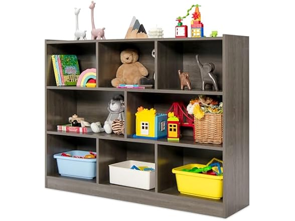 HOMGX Kids Montessori Shelf, 8-Cube Wooden Toy Storage Organizer