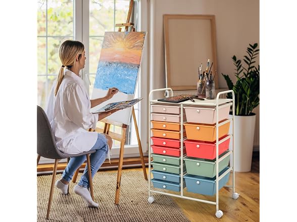 LUARANE Rolling Cart with 15 Drawers