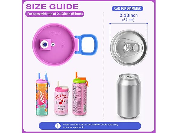 DIPESI Soda Can Lids w/ Straws, 6 Pack