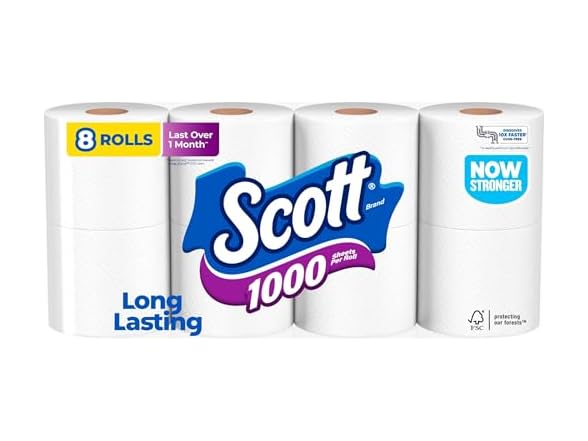 Scott 1000 Toilet Paper 8 Rolls 1Ply